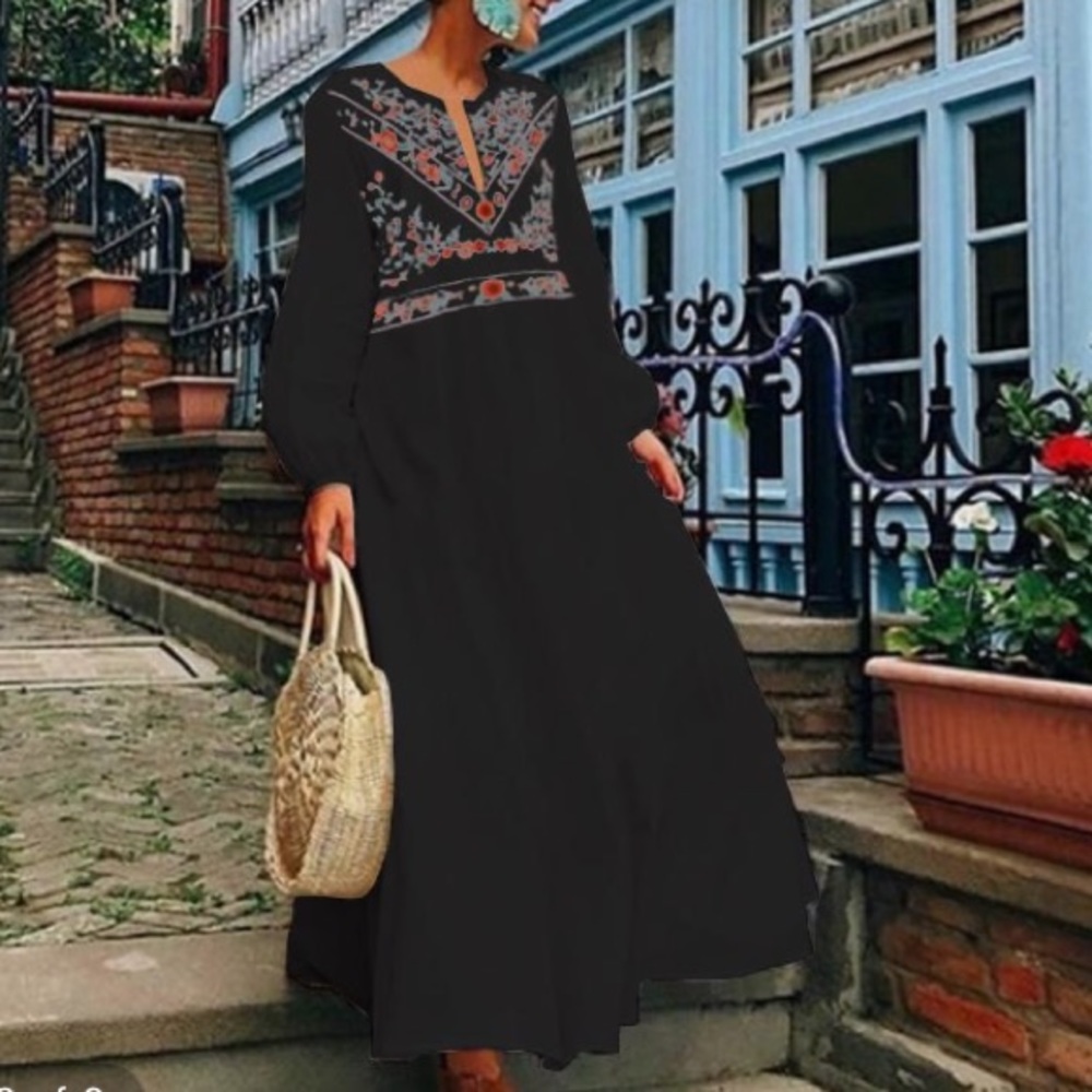 Vonda Bali Maldives long Dress ruffle floral maxi